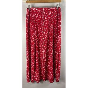 Max Studios Maxi Skirt Red with White Floral Print Small